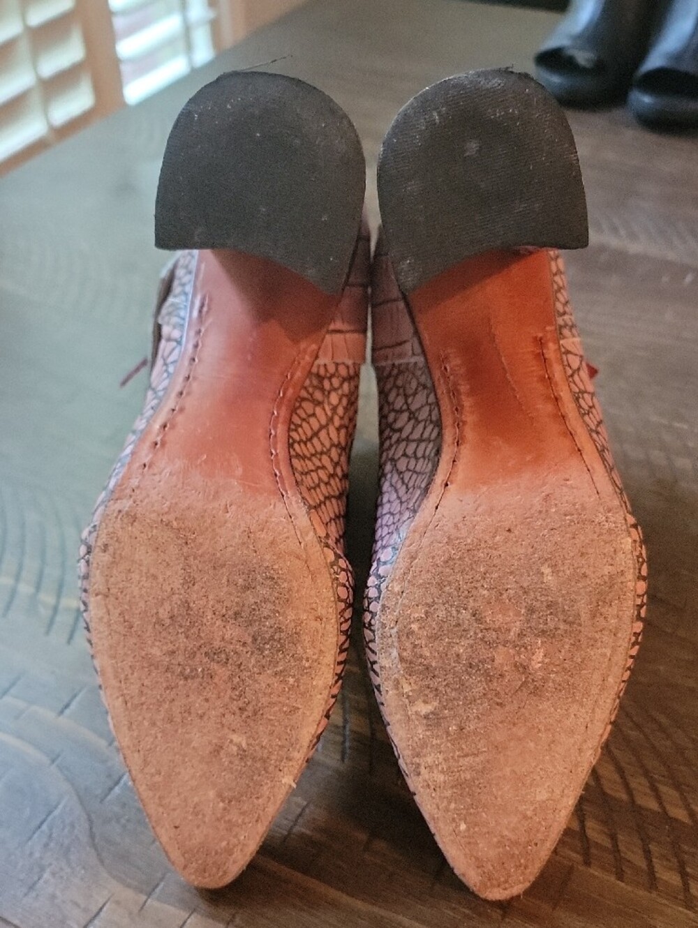 Joey Croc-Embossed Blush Pink Ankle Boots - Picture 5 of 6